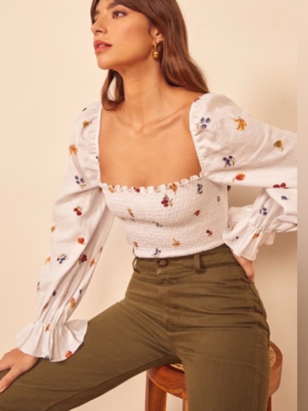 Reformation Tangerine Linen Top in Fruit Loops size Small $148 - Picture 3 of 14